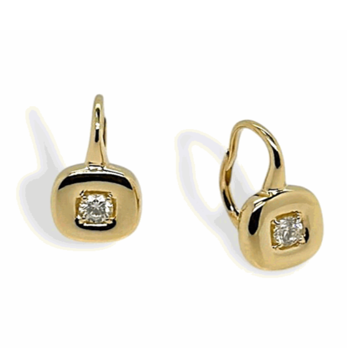 FS 14KY Jolie Cushion Mini Earrings .32 CTW RD
