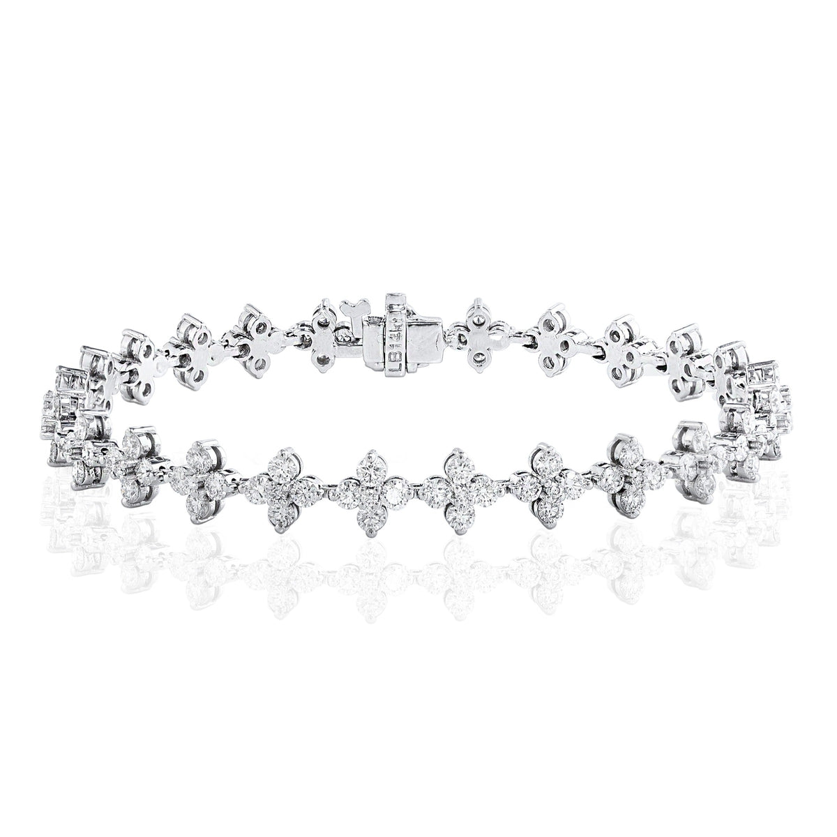 JBJ 14KW 4 petal diamond tennis bracelet size 7 5.15 CTW BR9400-5WGD_6