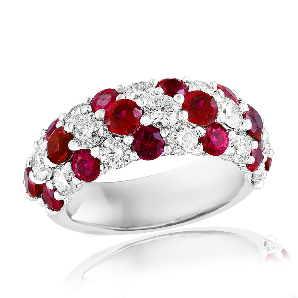 JBJ 18KW Ruby and Diamond 3 row band ruby size 6.5 2.2 ctw dia. 1.76 ctw R366-WGR1_1