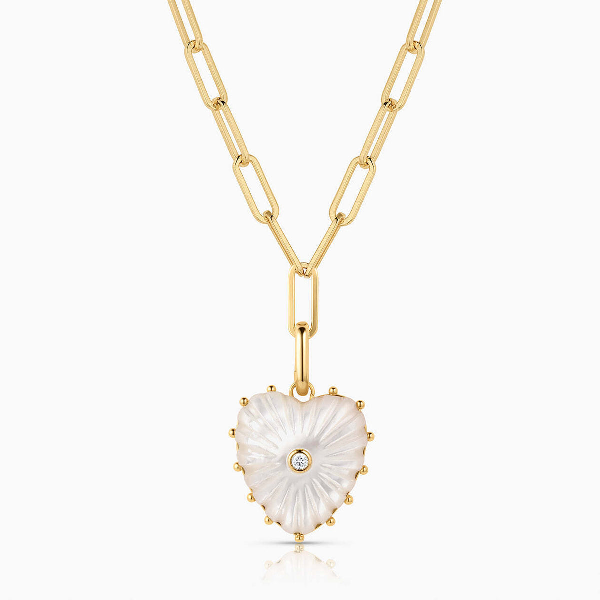 Malene Mother Of Pearl Heart Clip Necklace by THATCH