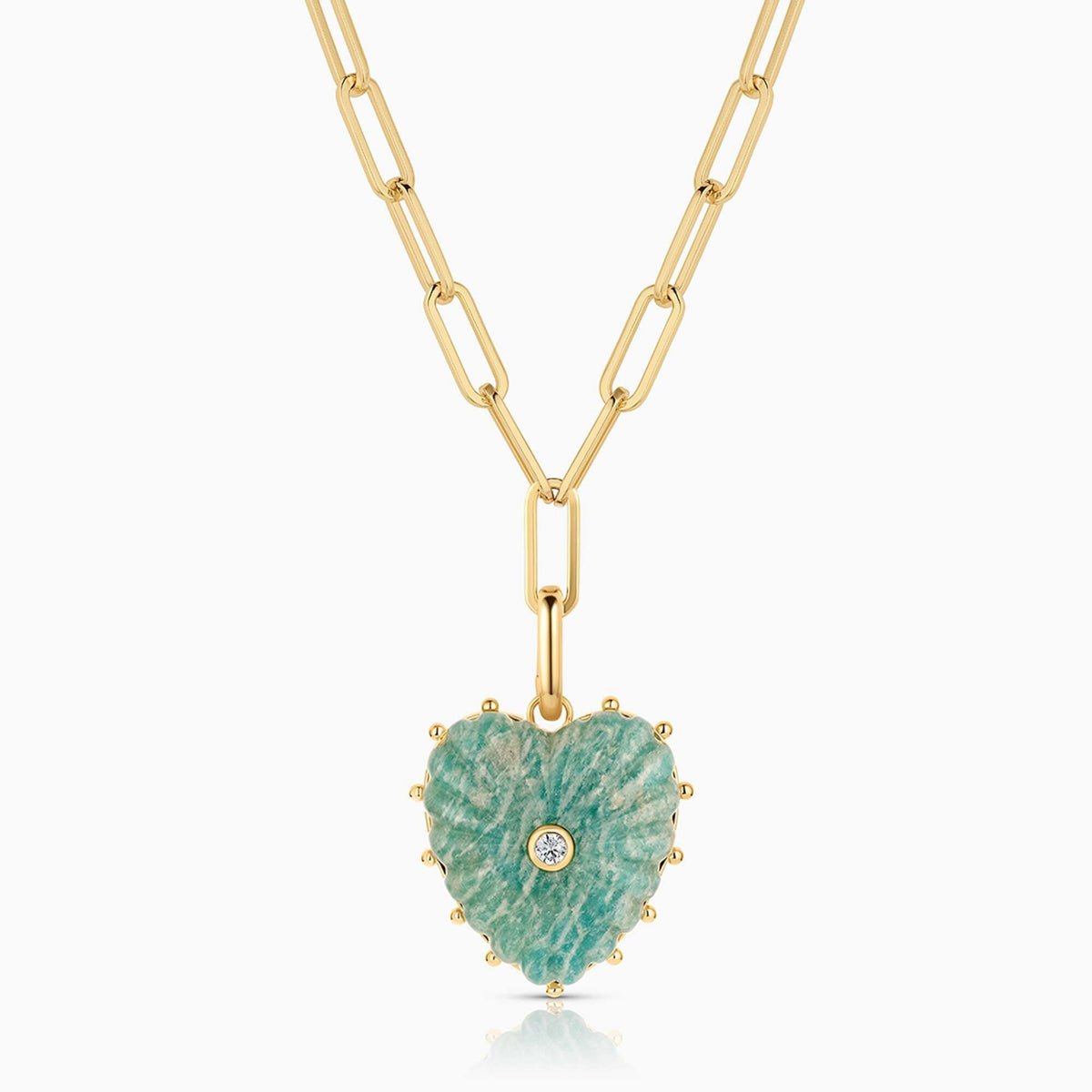 Malene Amazonite Heart Clip Necklace by THATCH