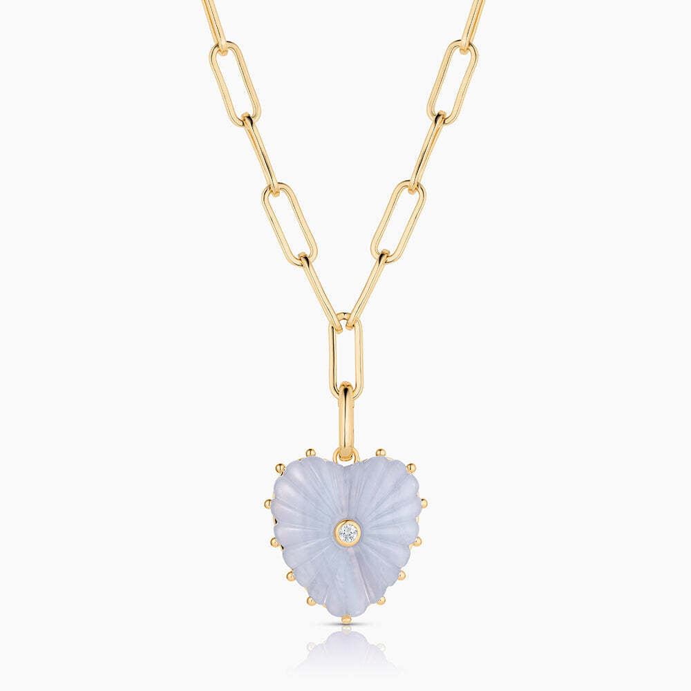 Malene Blue Lace Heart Clip Necklace by THATCH