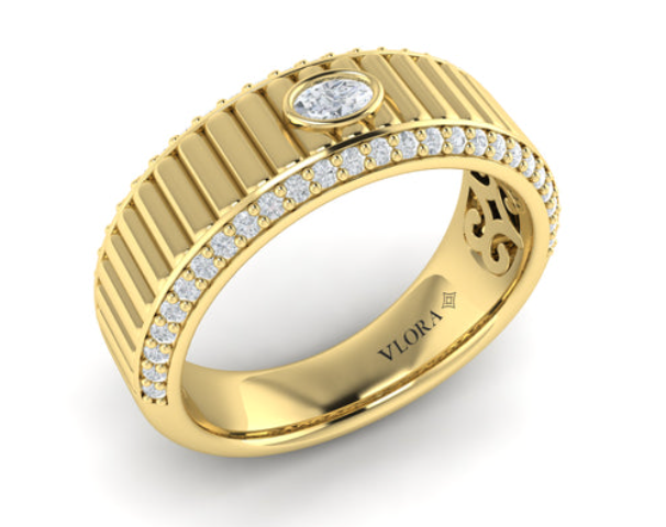 Vlora 14KY Bezel-Set Oval Diamond Band Size 6.5 .42 CTW