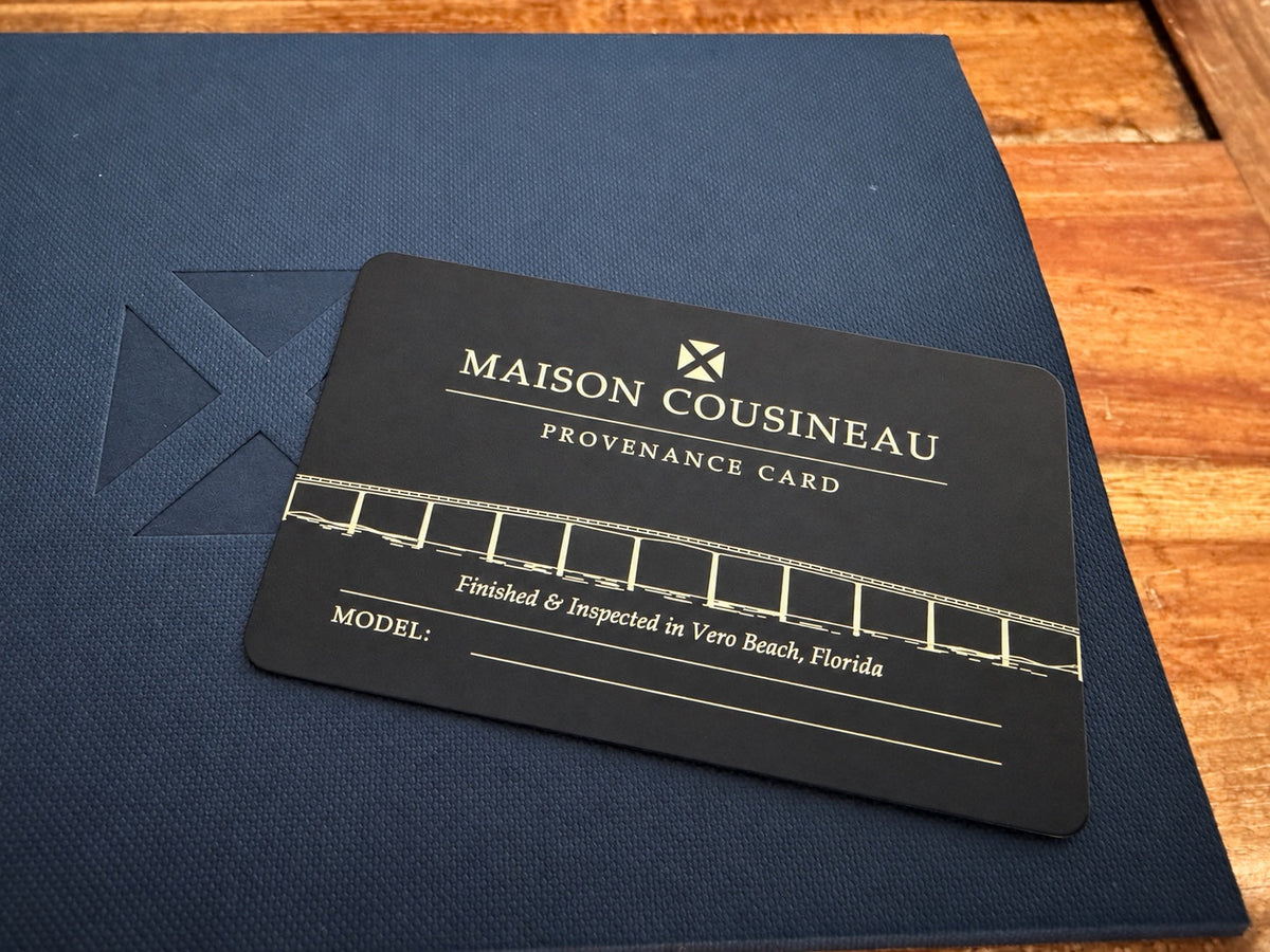 Maison Cousineau provenance card and packaging