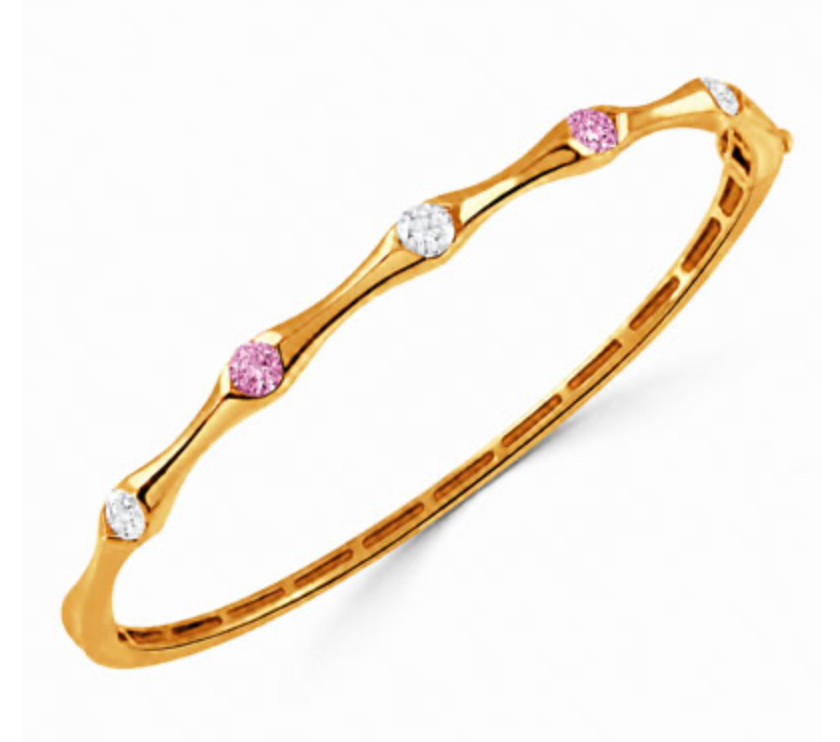 DOVES 18KY DIAMOND BANGLE WITH PINK SAPPHIRE D3=.60 PS2=.53