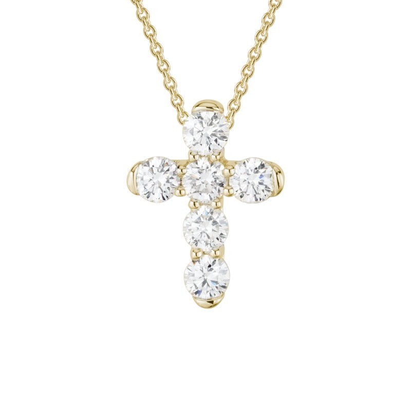 Artistry 14KY Diamond Cross Pendant 16-18 in. 6RD=.91 CTW hidden bail