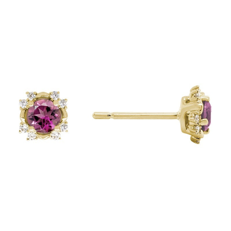 Artistry 14KY Pink Tourmaline and diamond stud earring. 2 Tourmaline =0.55 16 RD = 0.11ct.