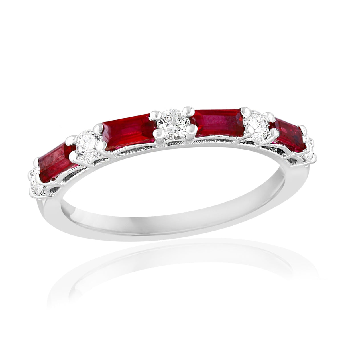 JBJ 14KW Ruby and Diamond Emerald cut and round band size 6.5 dia. .28 ctw ruby .5 ctw R5165-HWGSR_6