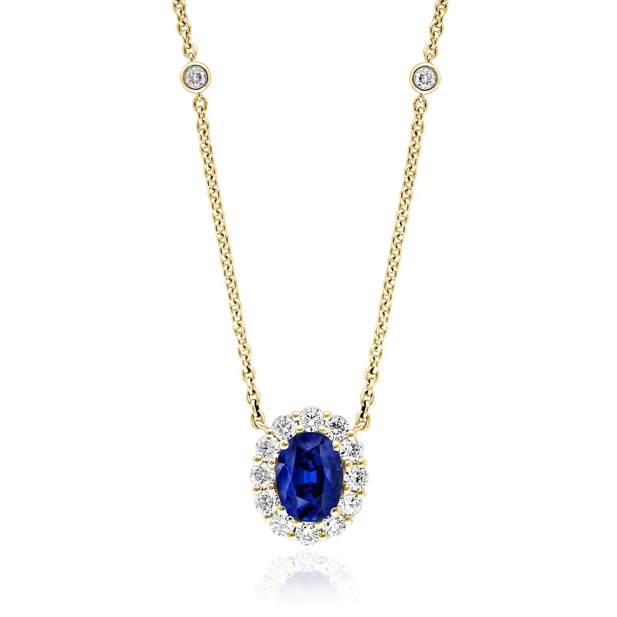 JBJ 18KY Sapphire and Diamond Pendant RD=.62 CTW SAP=1.36 CTW