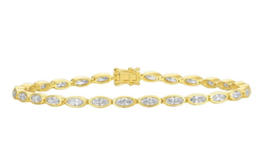 SR 14KY Oval Bezel Set Tennis Bracelet 7 in. LAB 4.98 CTW