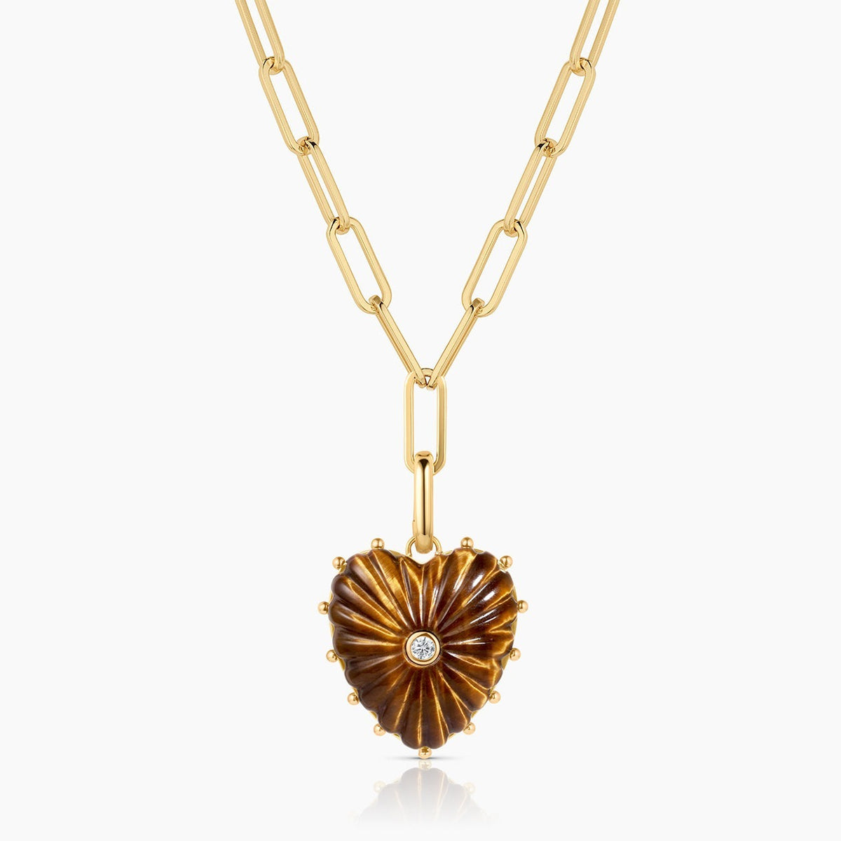 Thatch Malene Tiger's Eye Heart Clip Necklace 14KY Plated malene-tigers-eye-n-g